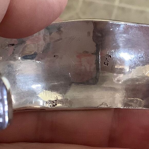 NWOT Sterling SILVER 925 TURQUOISE WIDE WOMAN BANGLE BRACELET​​​ - Picture 3 of 9